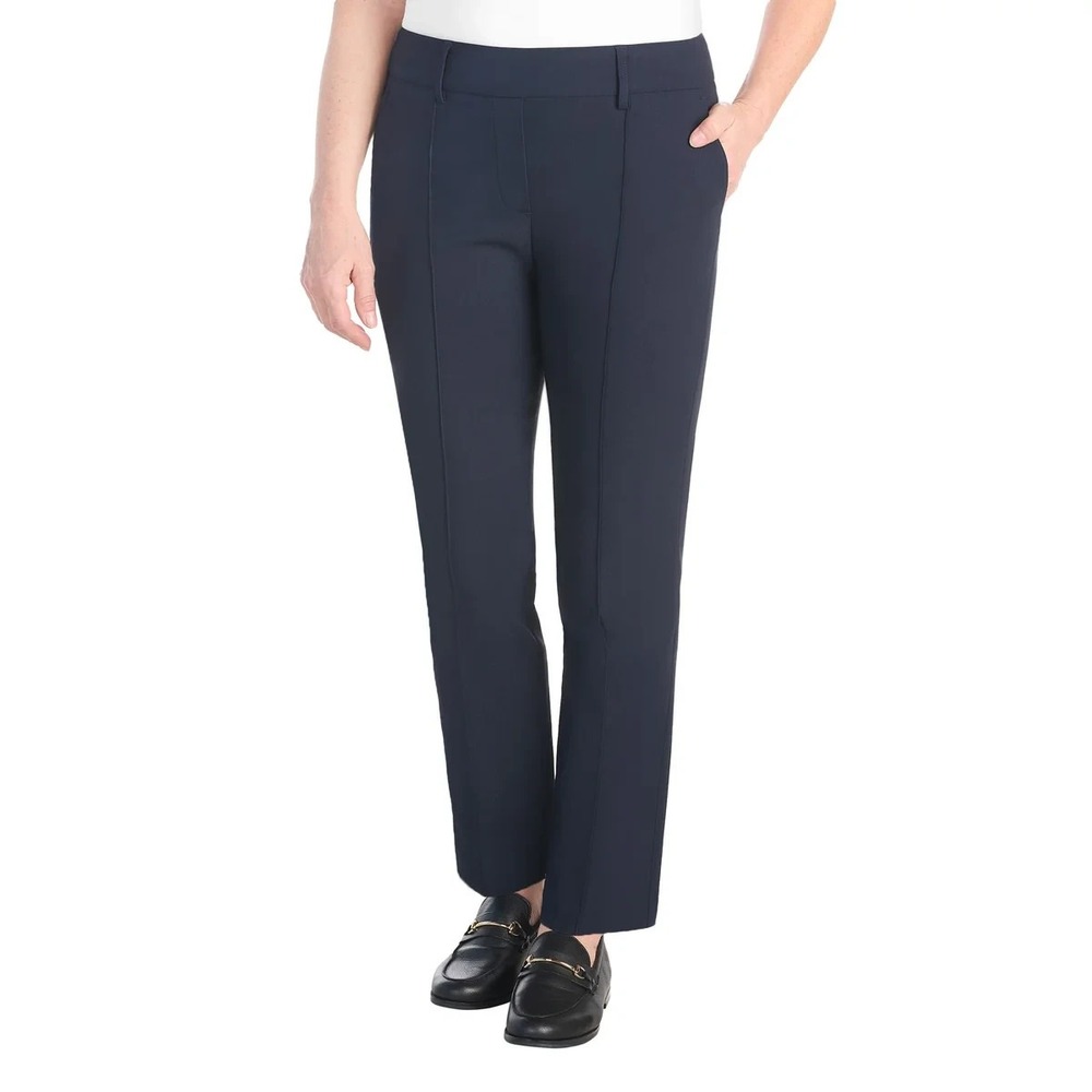 Hilary Radley Womens Pull-On Mid Rise Slim Leg Pants Navy Blue Size XL